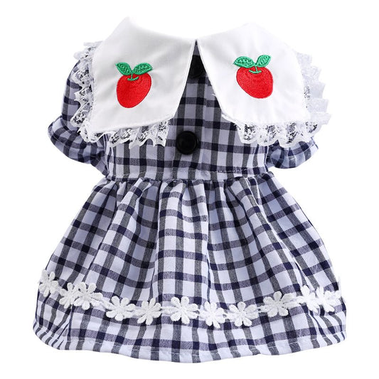 Short Sleeves Apple Checked Dress