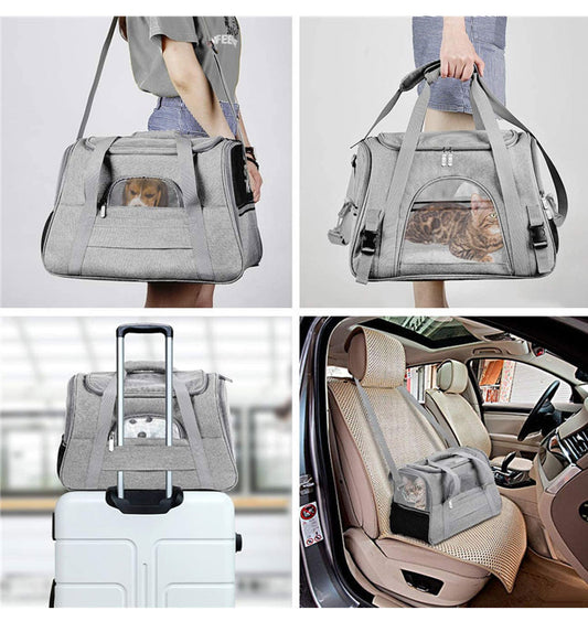 Soft Sided Travel Pet Carrier With Luggage Strap